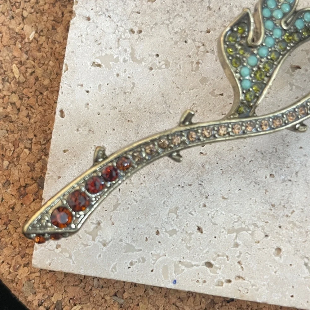 Heidi Daus Pink and Green Rose Brooch